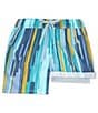 Color:Aqua Splash - Image 3 - Oh Buoy Two-In-One Soft Stripe 5#double; Inseam Stretch Volley Swim Shorts