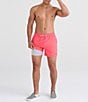 Color:Hibiscus - Image 3 - Oh Buoy Two-In-One Solid 5#double; Inseam Swim Trunks