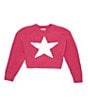 Color:Pinkcomb - Image 1 - Big Girls 7-16 Long Sleeve Star Fuzzy Oversized Graphic Sweater