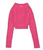 Color:Pink - Image 1 - Big Girls 7-16 Long Sleeve Crew Neck Pullover Sweater