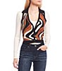 Color:Brown Combo - Image 1 - Marble Johnny Collar Button Front Vest
