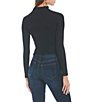 Color:Anthracite - Image 2 - Mock Neck Ribbed Cut Out Long Sleeve Top