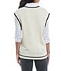 Color:White Combo - Image 2 - Sleeveless Oversized Varsity Sweater Vest