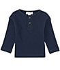 Color:Navy - Image 1 - Scene&heard Baby Boy 3-24 Months Long Sleeve Round Neck Waffle Henley T-Shirt