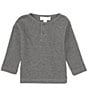 Color:Blue - Image 1 - Scene&heard Baby Boy 3-24 Months Long Sleeve Round Neck Waffle Henley T-Shirt