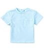 Color:Light Blue - Image 1 - Baby Boys 3-24 Months Round Neck Short Sleeve Front Pocket T-Shirt