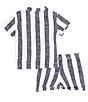 Color:Blue - Image 2 - Baby Boys 3-24 Months Woven Striped Button Down Linen Shirt & Shorts Set