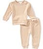 Scene&Heard Baby Boys Long Sleeve Heathered Waffle Top & Matching Joggers Set - Image 1