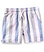 Scene&Heard Big Boy Multi Stripe Linen Blend Shorts, Color:Dark Blue - Image 1