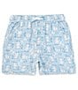 Color:Blue - Image 1 - Big Boys 8-10 Stamp Print Pull-On Shorts