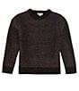 Color:Black - Image 1 - Big Boys 8-20 Long Sleeve Marled Crew Neck Sweater
