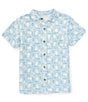Color:Blue - Image 1 - Big Boys 8-20 Short Sleeve Button Front Stamp Print Woven Shirt