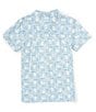 Color:Blue - Image 2 - Big Boys 8-20 Short Sleeve Button Front Stamp Print Woven Shirt
