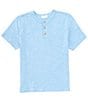 Color:Light Blue - Image 1 - Big Boys 8-20 Short Sleeve Distressed Henley T-Shirt
