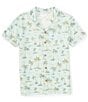 Color:Quiet Tide - Image 1 - Big Boys 8-20 Short Sleeve Palm Tree Print Woven Shirt