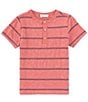 Color:Washed Red - Image 1 - Big Boys 8-20 Short Sleeve Striped Henley Shirt