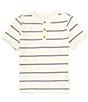 Color:Ivory - Image 1 - Big Boys 8-20 Short Sleeve Striped Henley Shirt