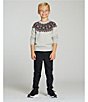 Color:Grey Heather - Image 2 - Little Boys 2T-7 Fairisle Crew Neck Sweater
