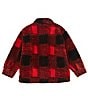 Color:Red - Image 2 - Little Boys 2T-7 Long Sleeve Red & Black Plaid Sherpa Shacket