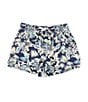 Color:Navy - Image 1 - Little Boys 2T-7 Pull-On Botanical Print Shorts