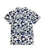 Color:Navy - Image 2 - Little Boys 2T-7 Short Sleeve Botanical Print Woven Shirt