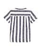Color:Navy - Image 2 - Little Boys 2T-7 Short Sleeve Button-Front Stripe Woven Shirt