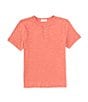 Color:Faded Rose - Image 1 - Little Boys 2T-7 Short Sleeve Distressed Henley T-Shirt