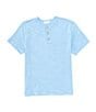Color:Light Blue - Image 1 - Little Boys 2T-7 Short Sleeve Distressed Henley T-Shirt