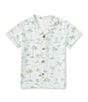 Color:Quiet Tide - Image 1 - Little Boys 2T-7 Short Sleeve Palm Tree Print Woven Shirt