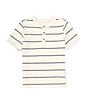 Color:Ivory - Image 1 - Little Boys 2T-7 Short Sleeve Striped Henley Shirt