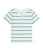 Color:Blue - Image 1 - Little Boys 2T-7 Short Sleeve Striped Henley Shirt