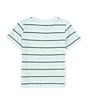 Color:Blue - Image 2 - Little Boys 2T-7 Short Sleeve Striped Henley Shirt