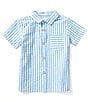 Color:Skyway - Image 1 - Little Boys 2T-7 Short Sleeve Striped Seersucker Woven Button-Front Shirt