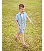 Color:Skyway - Image 4 - Little Boys 2T-7 Short Sleeve Striped Seersucker Woven Button-Front Shirt