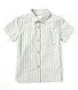 Color:Sage - Image 1 - Little Boys 2T-7 Short Sleeve Striped Seersucker Woven Button-Front Shirt