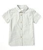 Scene&Heard Little Boys Short Sleeve Striped Seersucker Woven Button-Front Shirt, Color:Sage - Image 1