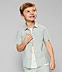 Scene&Heard Little Boys Short Sleeve Striped Seersucker Woven Button-Front Shirt, Color:Sage - Image 3