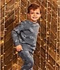 Scene&Heard Little Boys Star Crewneck and Jogger Lounge Set, Color:Blue - Image 2
