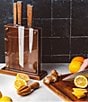 Schmidt Brothers Cutlery Brass & Walnut 6-Piece Knife Block Set, Color:Brown - Image 3