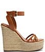 Color:Miele - Image 2 - Alexandra Leather Platform Wedge Espadrille Sandals