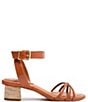 Color:Miele - Image 2 - Alexandra Mid Block Leather Ankle Strap Sandals