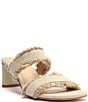Color:Oyster - Image 1 - Amely Mid Block Frayed Edge Slide Sandals