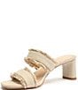 Color:Oyster - Image 6 - Amely Mid Block Frayed Edge Slide Sandals