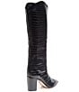 Color:Black - Image 2 - Maryana Block Crocodile Embossed Leather Tall Western Boots