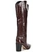 Color:Dark Chocolate - Image 2 - Maryana Block Crocodile Embossed Leather Tall Western Boots