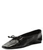 Color:Black - Image 6 - Arissa Croco Print Leather Ballet Bow Flats