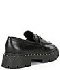 Color:Black - Image 2 - Christie Studs Leather Lug Sole Loafers