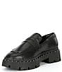 Color:Black - Image 4 - Christie Studs Leather Lug Sole Loafers