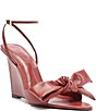 Schutz Elodie Wedge Bow Leather Ankle Strap Dress Sandals - Image 1