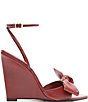 Schutz Elodie Wedge Bow Leather Ankle Strap Dress Sandals - Image 2